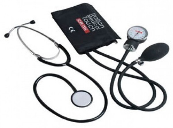 Aneroid sphygmomanometers + stethoscope an A-100 bell
